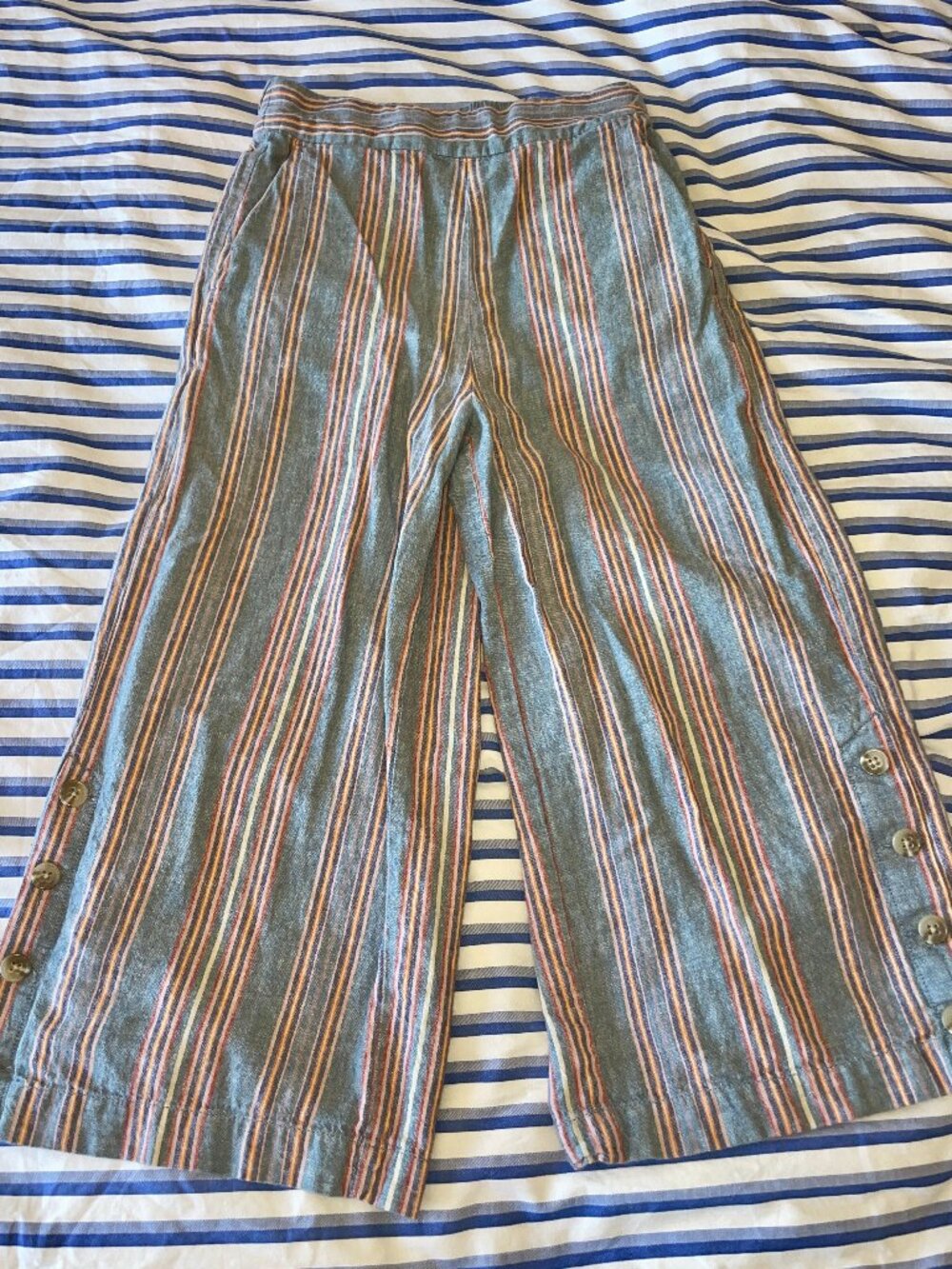 High Waist Madewell Linen/Cotton Blend Wide Leg Pants Size S
